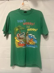 Vtg Don’t Worry Be Happy T Shirt 80s 90s Elephant Beach Palm Trees Large
