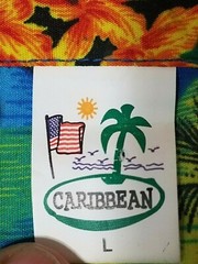 CARIBBEAN Men’s button up Large short sleeve Hawaiian floral Terivoile size L