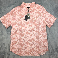 $148 New RAILS Carson SS Sport Shirt Men’s LARGE L Pink FLORAL Rayon LINEN Blend