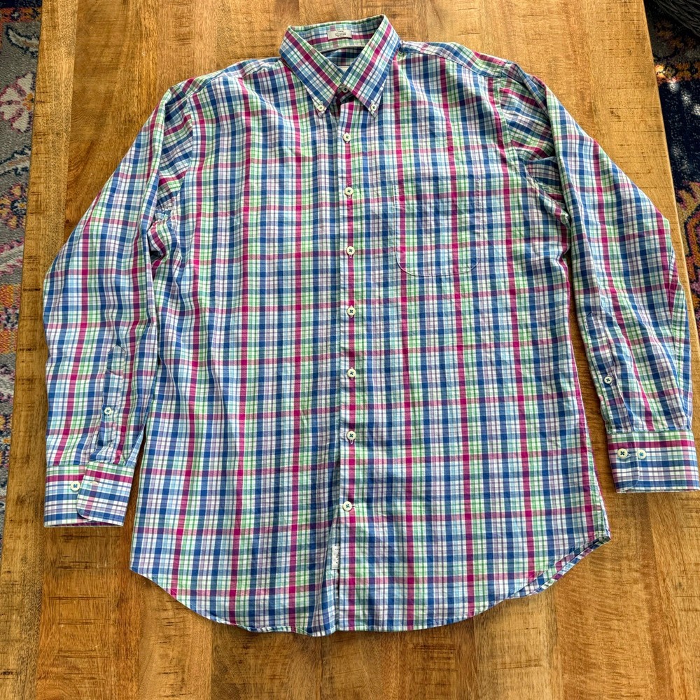 Peter Millar Button Down Men’s Large Multicolored Check Shirt