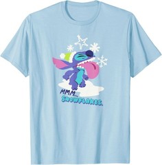 Stitch Wintertime Catching Snowflakes T-Shirt