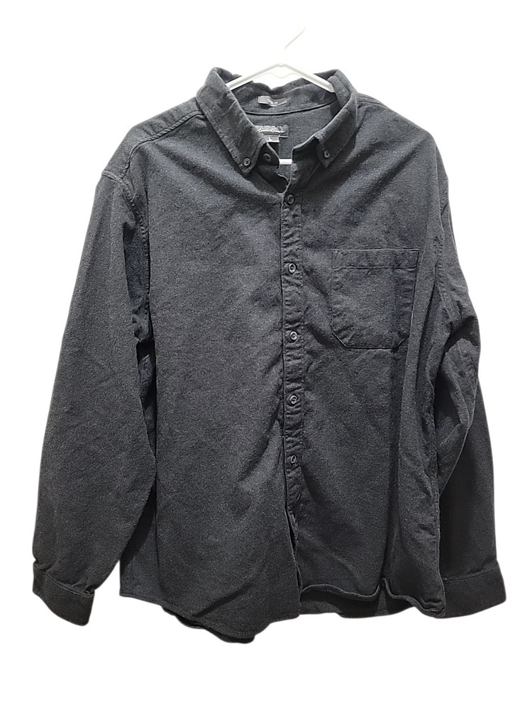 Eddie Bauer Classic Fit Button Down Flannel Shirt Mens XL Gray. Excellent Shape