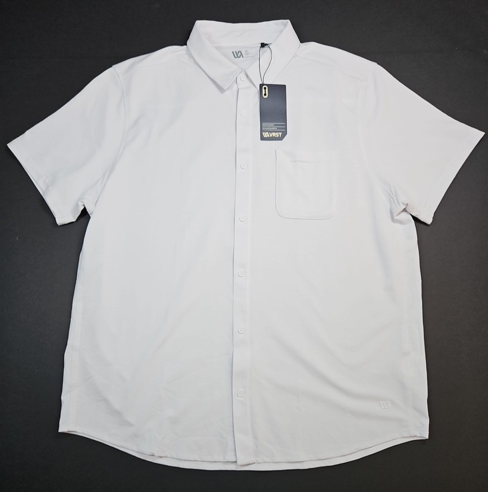 VRST Mens White Performance Button Up Short Sleeve Shirt Size XL NWT