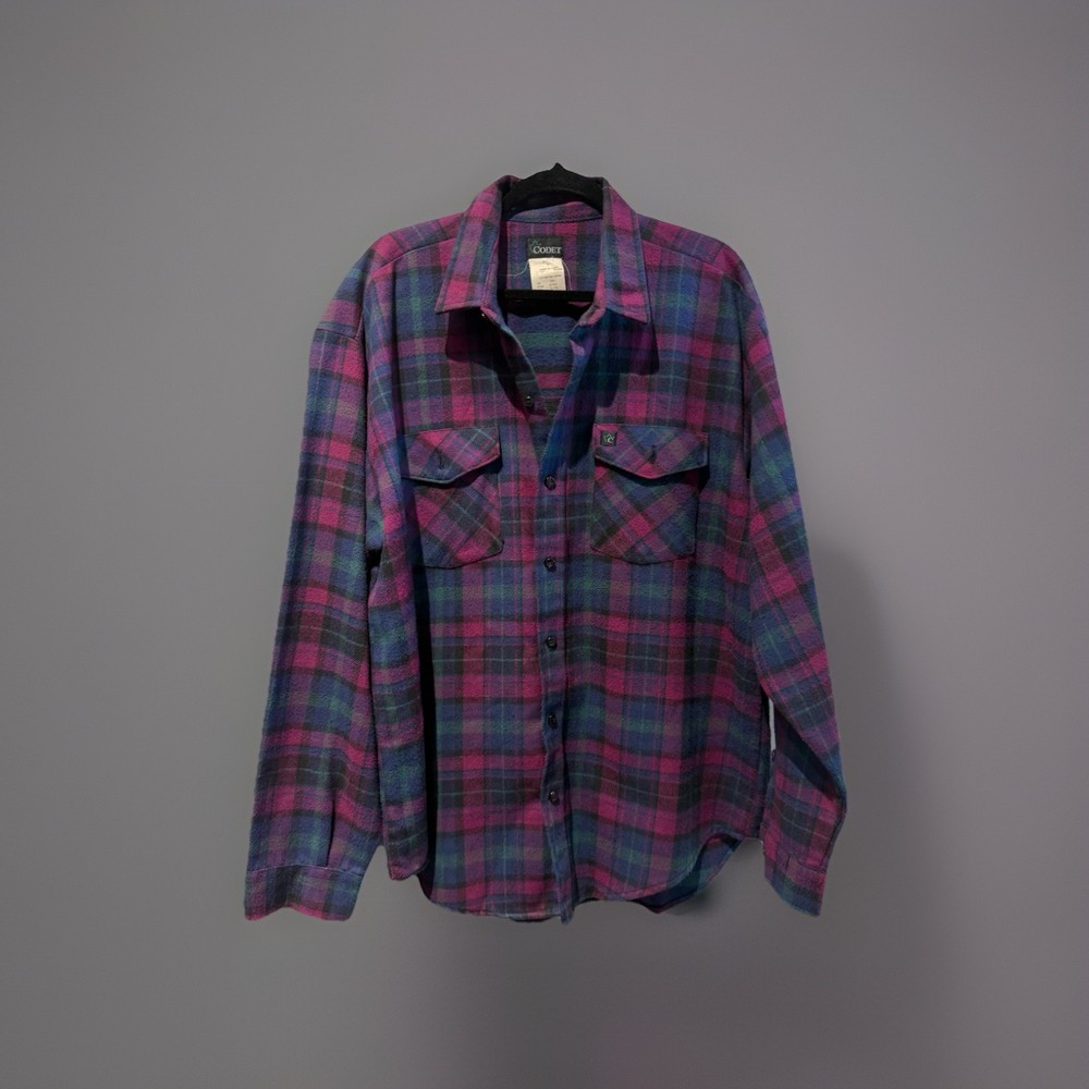 Codet Button Up Wool Multi Color Pockets Long Sleeve Heavyweight Mens Size XL