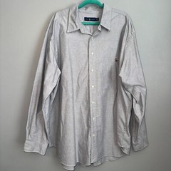 Ralph Lauren Shirt Light Grey Solid Long Sleeve Button Up Men’s 3XB XXXL Big