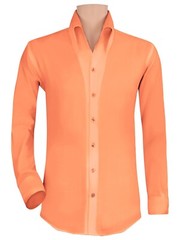 Orange High Open Button Down Collar Buttonless Men’s Formal Summer Party Shirt