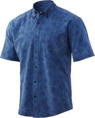 HUK Kona Palm Slam Short Sleeve Button Up Sz Large