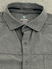 Kühl Solid Gray Pattern Polyester-Spandex Blend Tapered Fit Shirt Size L