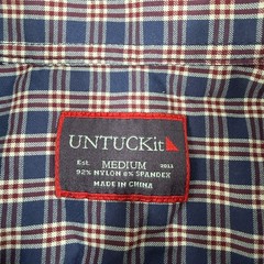 Untuckit Men’s Long Sleeve Button Down Shirt Medium Blue Plaid Preppy Classic