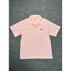 Rowing Blazers Mens Large Pink Terry Cloth Polo Shirt Short Sleeve Cotton Blend