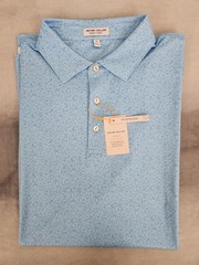 Peter Millar Seaport Blue Chambers Performance Jersey Polo MF25EK19S Men’s XL