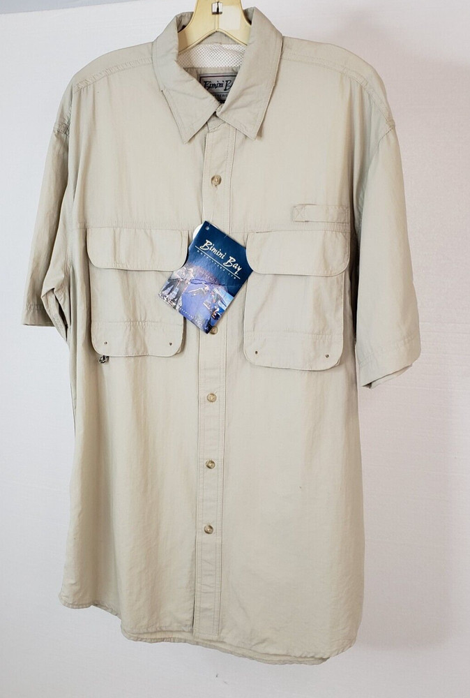 Bimini Bay Men’s Medium Fishing Button Up Short Sleeve Pockets Shirt NEW