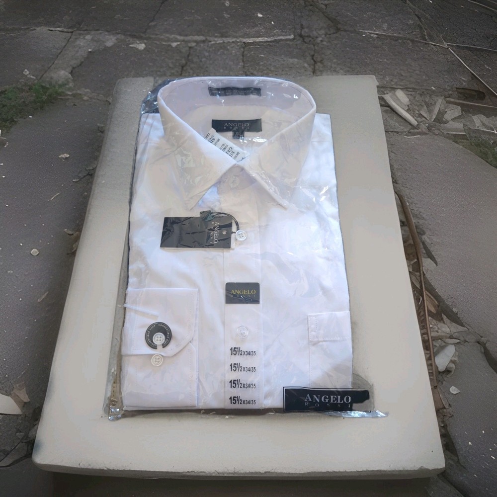 Angelo Rossi Men’s White Button Down Shirt Size 15 1.5 x 34/35