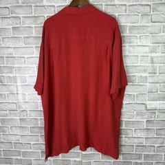 Stubbs Western Bemberg Rustic Red Textured Wooden Button Up Shirt Mens 2XL