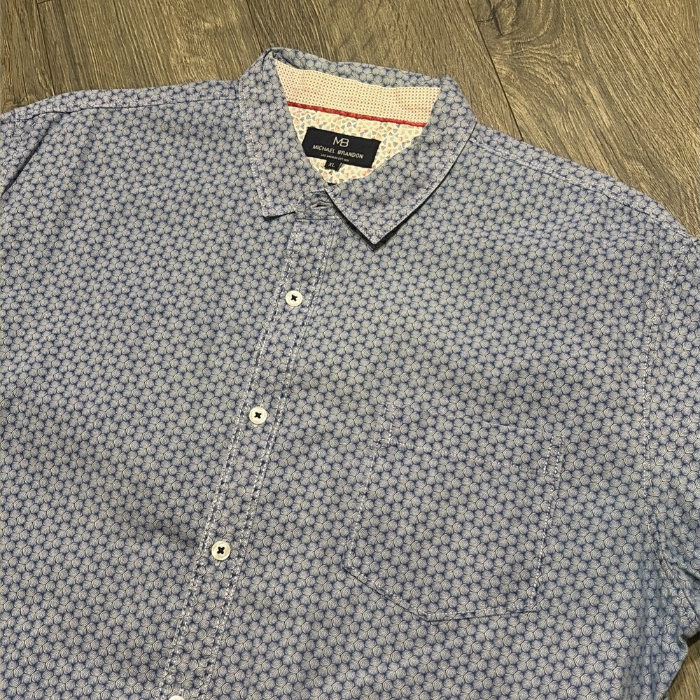 Michael Brandon Short Sleeve Button Down Men’s Shirt Size XL Slim Fit