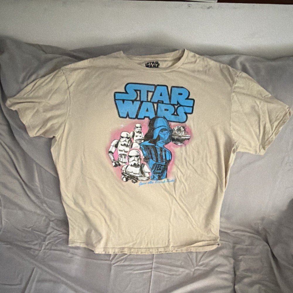 Mad Engine Star Wars Stormtrooper Graphic Beige Cotton Crew Neck Tee Mens 2XL