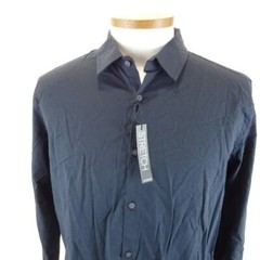 Alfani Men’s Stretch Modern Solid Shirt Deep Black – Large