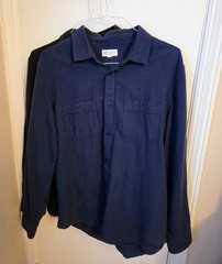 Lot of 2 Gap Mens Utility Shirt Pocket Button Long Sleeve Soft Blue Black Large