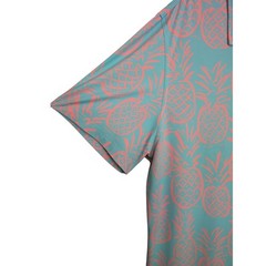 Chubbies Pineapple Print Performance Polo Shirt Men 2XL Aqua Pink Golf Casual