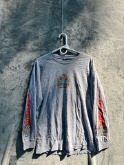 Vintage Y2K West Coast Choppers Long Sleeve T-Shirt Grey with Flame Graphics