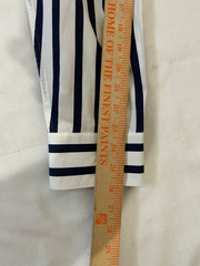 Bugatchi Uomo 100% Cotton Blue White Wide Striped Spread Contrast Collar Shirt L