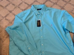 NWT Men’s 3XB Polo Ralph Lauren Oxford Long Sleeve Shirt Big 3XL Sea Green Blue