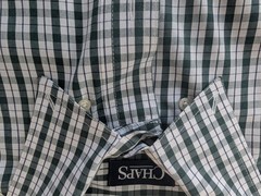 Chaps Easy Care Stretch Button Down Shirt – Men’s Large – Green White Plaid