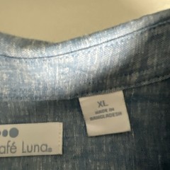 Cafe Luna Men’s Shirt Size XL Linen Blend Button Front Hawaiian Pockets Blue PA3
