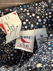 Kennington Limited Mens Medium Button Down Cotton Shirt Stars Snowflakes NWT C3