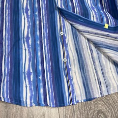 BUGATCHI Abstract Striped Blue Watercolor Classic Fit Button Front Shirt Mens L