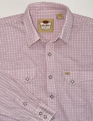 Larry Mahan Western Shirt Pink Plaid Cotton Diamond Pearl Snap Cowboy Mens L