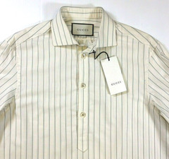 GUCCI Tunic Pullover Henley Striped Shirt Luxury Royal Gentleman Businessman 46