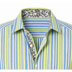 Thomas Dean Striped Flip Cuff Button Down Shirt Large Colorful Preppy Cotton