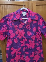 Vintage Hukilau Fashions Hawaiian Shirt Hot Pink Floral USA Mens M 21/28