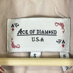Ace of Diamond USA Shirt Mens Small Beige Plaid Trim Western Rodeo 3/4 Sleeve