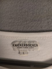 Knickerbocker NYC White Long Sleeve Tee Shirt LARGE 100% Organic Cotton- EUC