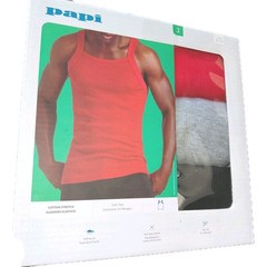 NEW 3 PACK MENS PAPI COTTON STRETCH TANK TOPS Red Gray Black Large