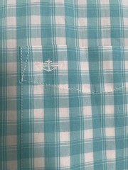Dockers Men’s Button Down Short Sleeve Shirt XL-white & Turquoise Plaid