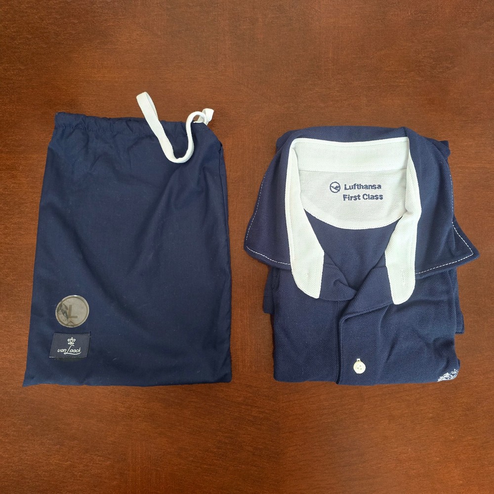 Lufthansa – Van Laack – First Class – Long Sleeve Polo Shirt Sweater – L – New