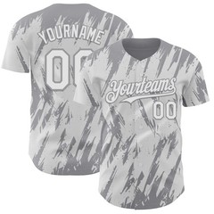 Custom White Gray 3D Splatter Baseball Jersey Custom Mens Sport Gift Men