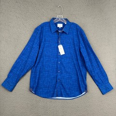 Con.Struct Shirt Mens XL Slim Fit Blue Abstract Stretch Long Sleeve Casual Dad