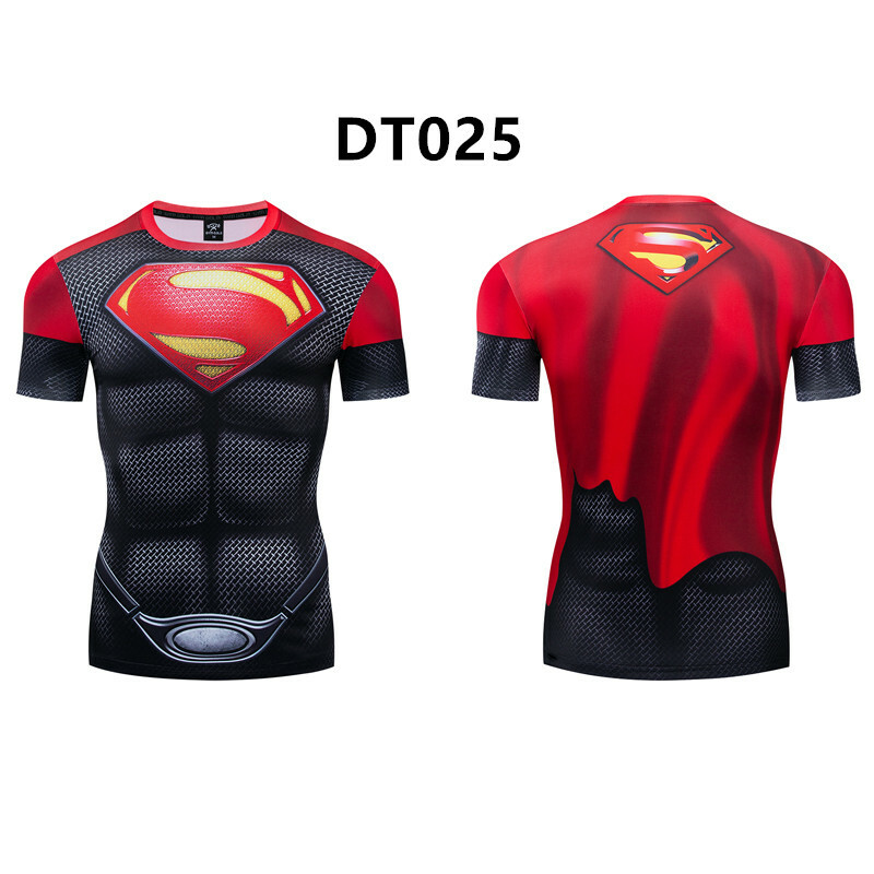 Men’s Superhero 3D Base Layer Tee Compression T-Shirts Gym Jersey Tights Tops