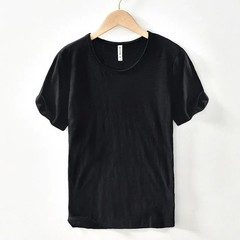 Mens Retro Raw Edge T-Shirt 100% Cotton Lightweight Breathable Slim-fit