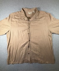 Pronto Uomo Men’s Short Sleeve Button Down Textured Silk Blend Shirt