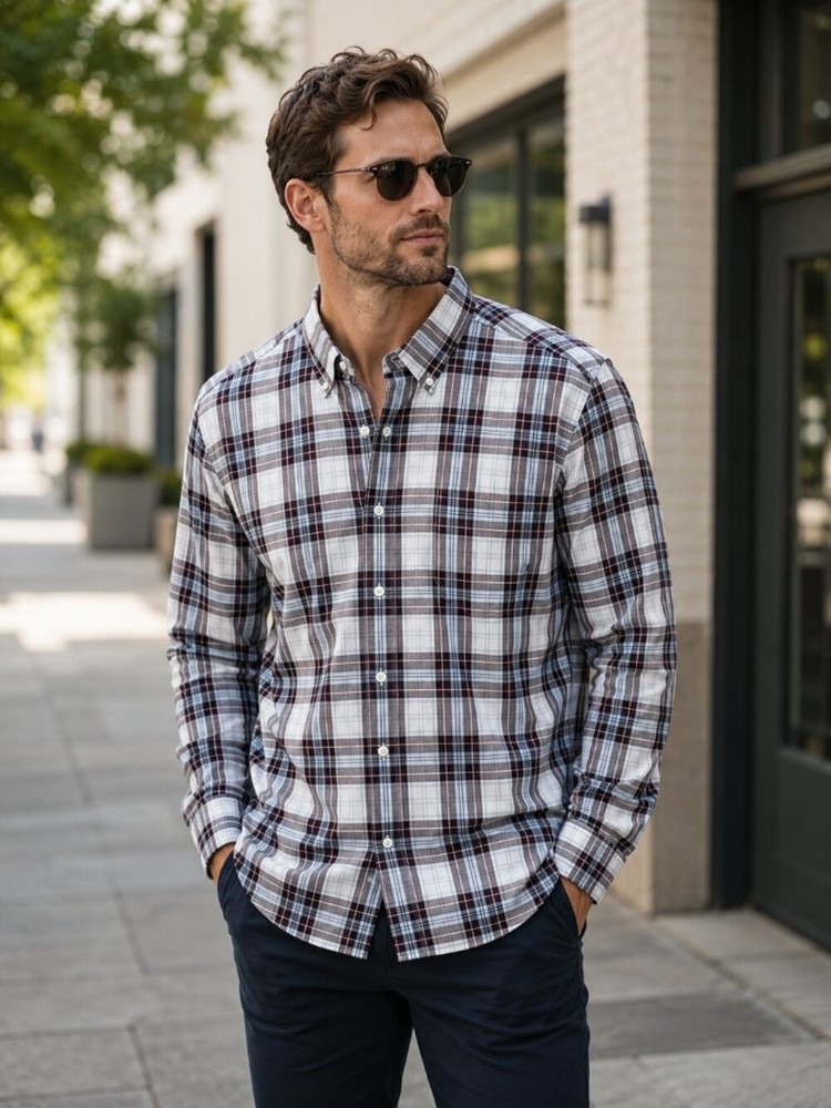 Peter Millar Men’s Plaid Claret Button Down Shirt Size Large NWT