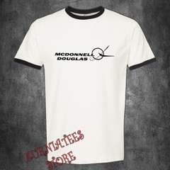 Mcdonnell Douglas Aerospace Aircraft Men’s Ringer Black Size S to 3XL