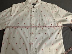 Men’s Boca Classic White Button Up Shirt With Flamingo Pattern Sz L