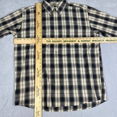 Siegfried Wrinkle Resistant Plaid Button Down Shirt Mens Large Black Tan Cotton
