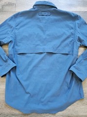 Duluth Trading Flex Work Shirt Men Large Blue Button Up Vented Fishing Hiking