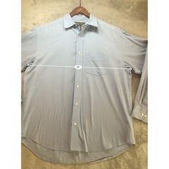 Banana Republic Factory Mens Blue White Grid Check Cotton Button Down Shirt L